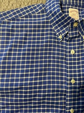 Brooks Brothers 346 Men’s L Non Iron Regent Fit Blue White Graph Check Shirt